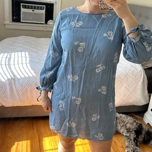 Chambray Floral Mini Dress